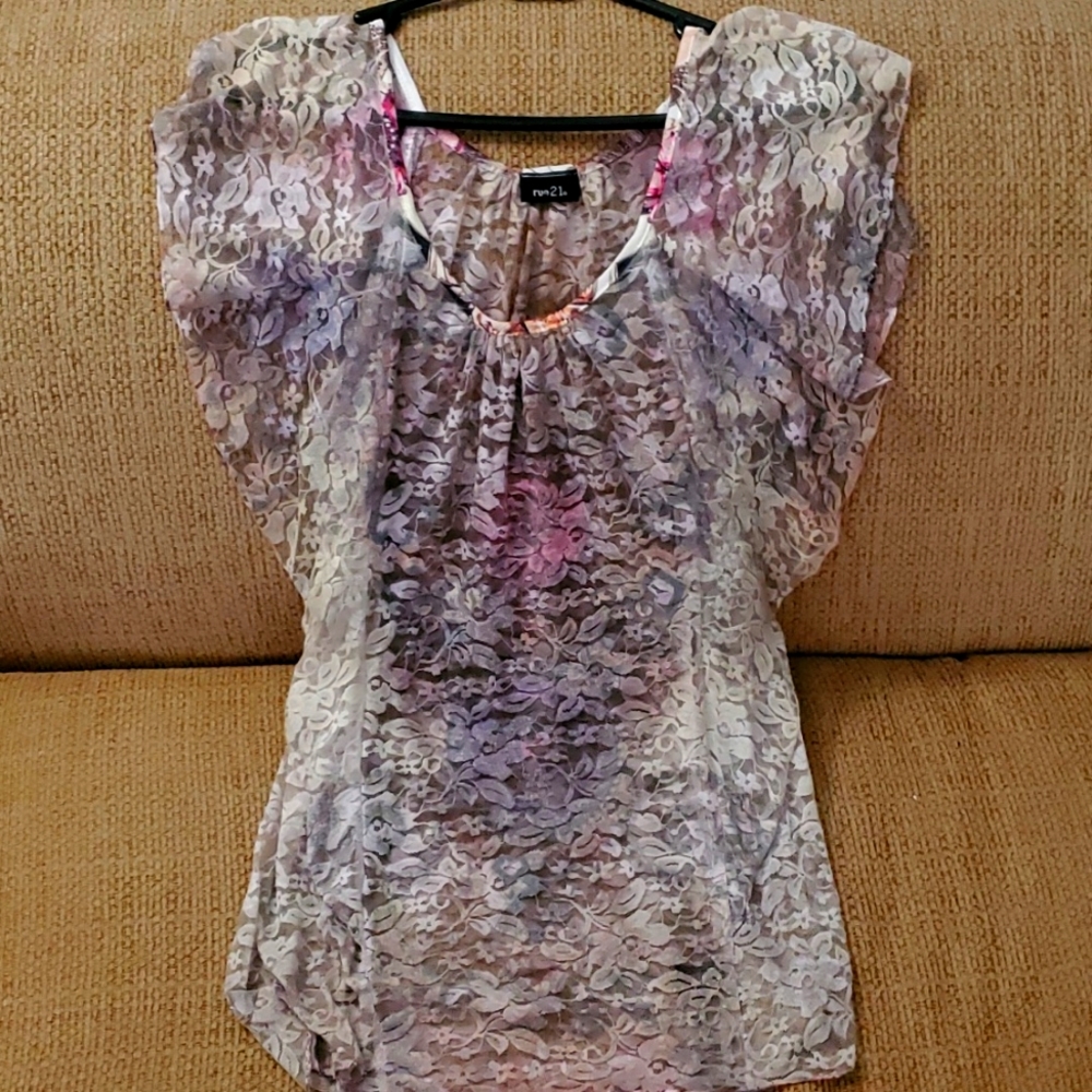 Rue 21 floral lace shirt